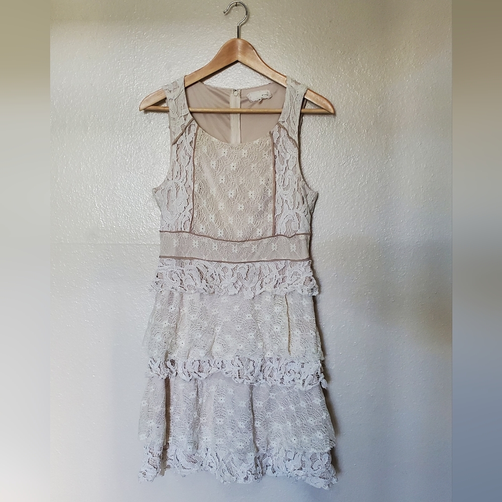 Lace Dress with Ruffle Layers Cottagecore Style